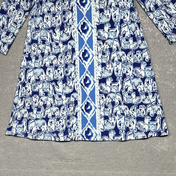 Lilly Pulitzer Dress Womens Medium Blue/White Ophelia Dress Get Trunky Pattern - Picture 3 of 13